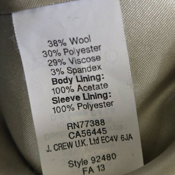 J.Crew Schoolboy Blazer Gray Wool Blend Gold Buttons Size 6 - Picture 5 of 5